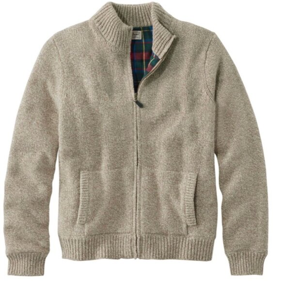 L.L.Bean Men's Classic Ragg Lambswool Full Zip Sweater, Flannel Lined M $130 - Picture 1 of 12